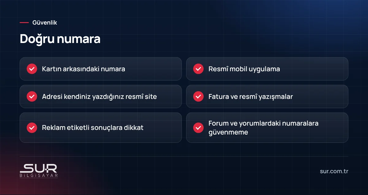 Müşteri hizmetleri numarasını doğrulama yolları