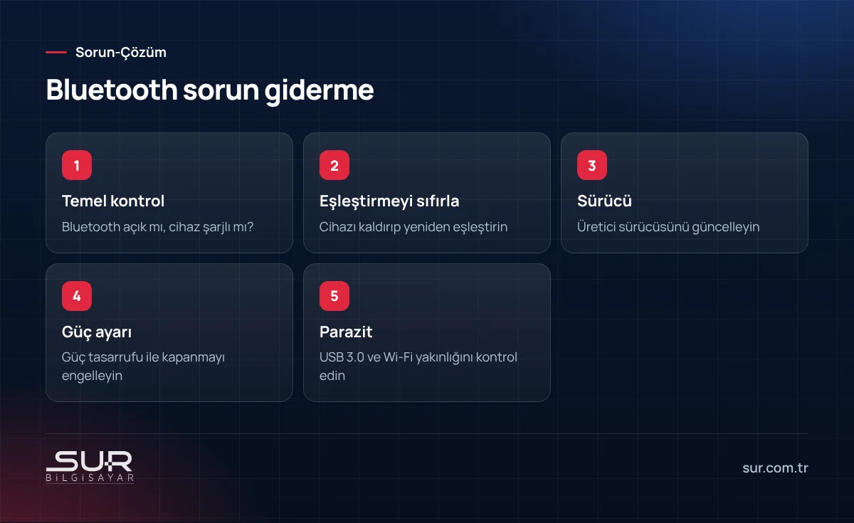 Windows'ta Bluetooth sorunlarını giderme adımları