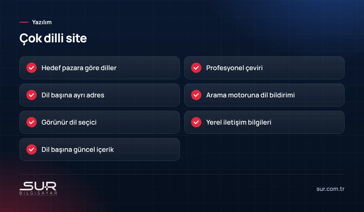 Çok dilli web sitesi kontrol listesi