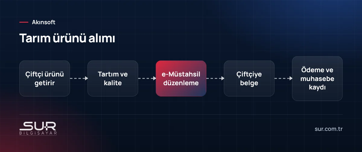 Tarım ürünü alımında tartımdan e-Müstahsil makbuzu düzenlemeye ve ödemeye kadar akış