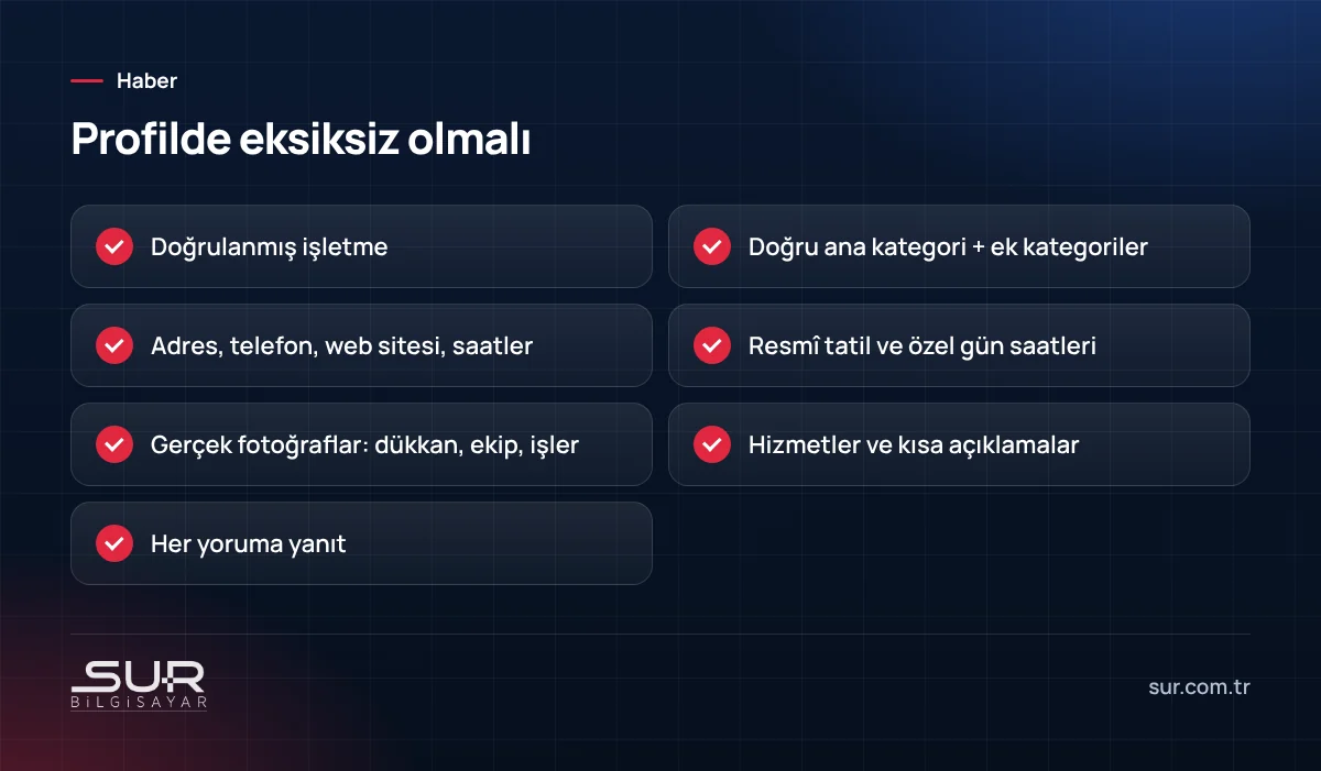 Google İşletme Profili'nde yerel aramada öne çıkmak için eksiksiz olması gerekenler