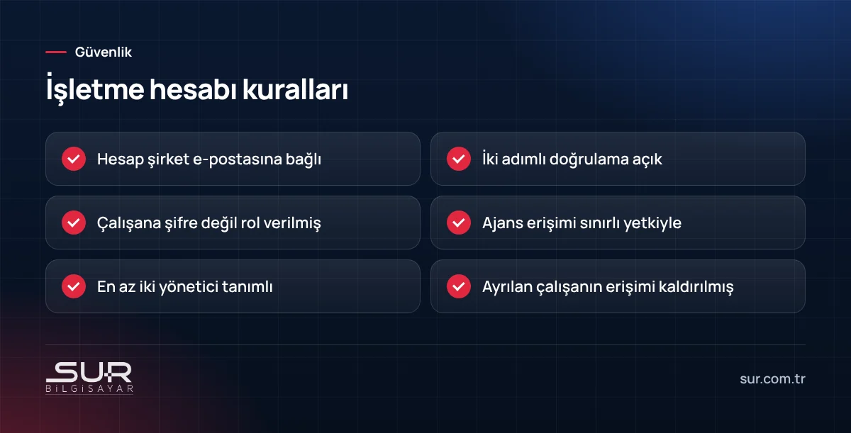 İşletme sosyal medya hesabını güvende tutmak için kontrol listesi