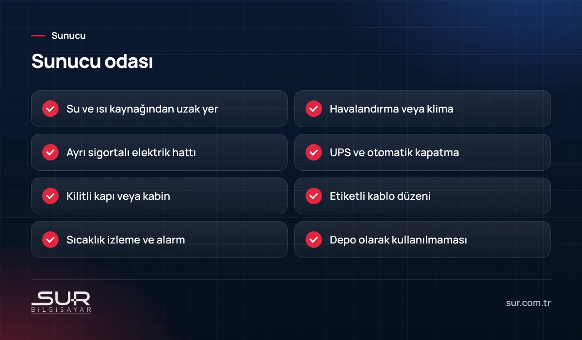 Küçük sunucu odası kontrol listesi