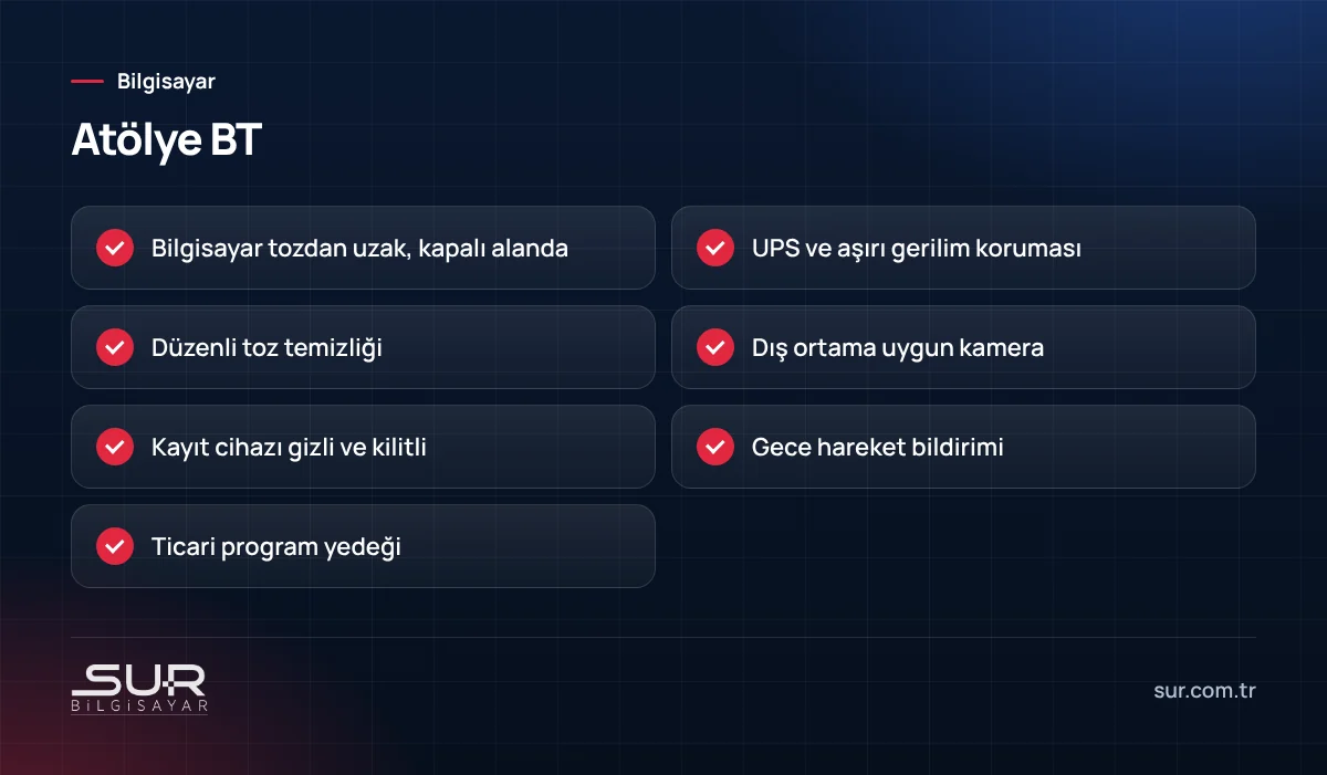 Sanayi sitesi işletmeleri için BT kontrol listesi