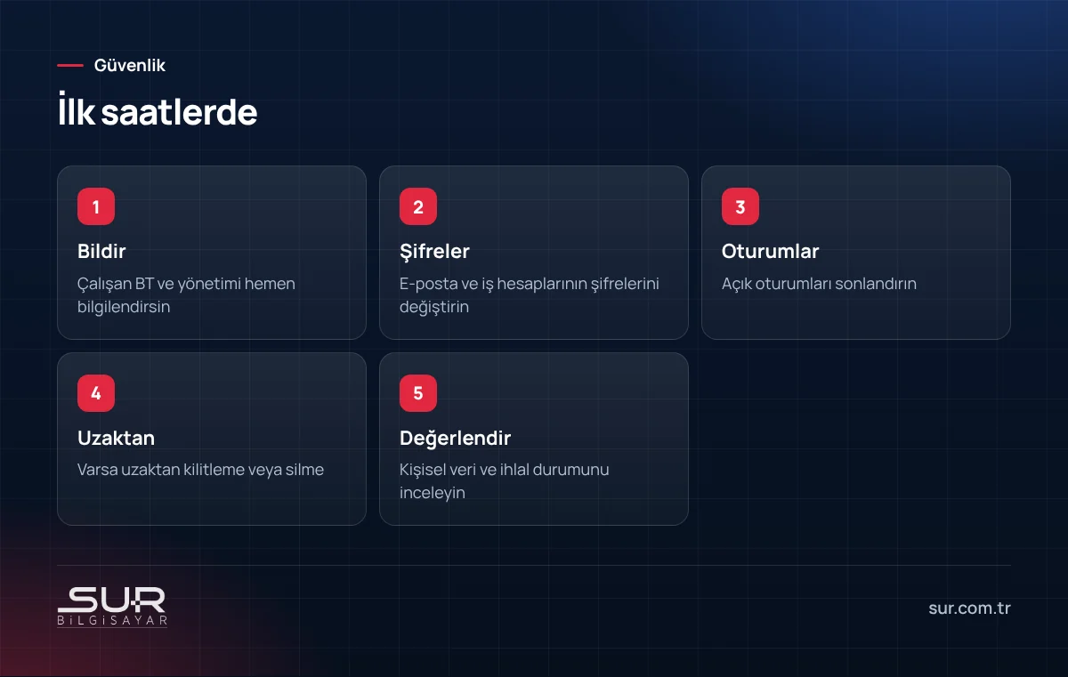 Şirket dizüstü bilgisayarı çalındığında ilk saatlerde yapılacaklar