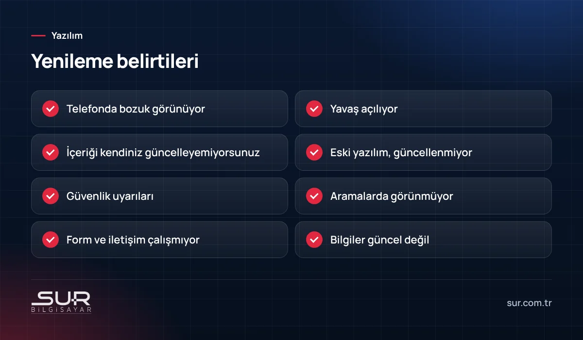 Web sitesi yenileme zamanı belirtileri