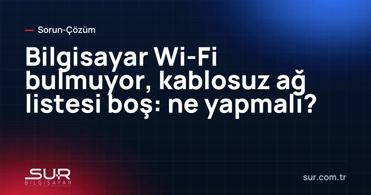 Laptop ekranında boş kablosuz ağ listesi ve Wi-Fi simgesi