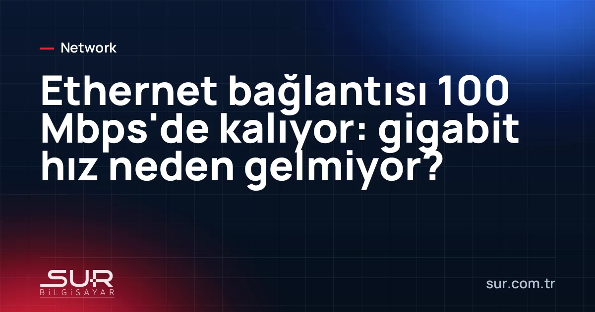 Ağ bağlantısı durumunda 100 Mbps hız göstergesi
