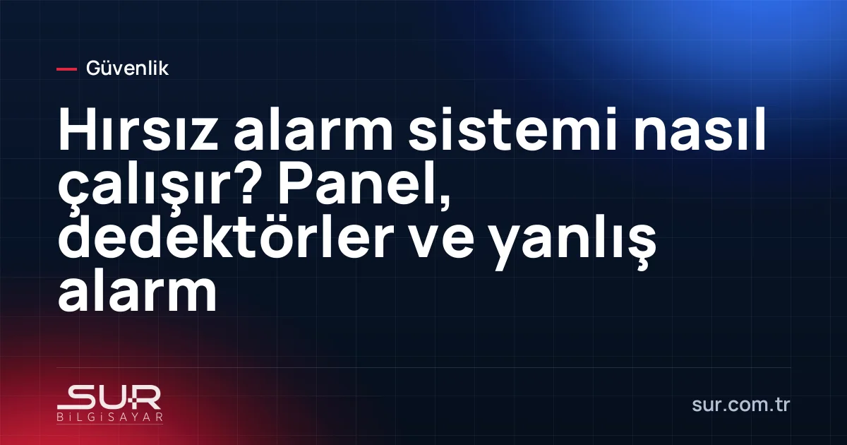 Alarm paneli, tuş takımı, PIR hareket dedektörü, manyetik kapı kontağı ve dış siren bağlantı şeması