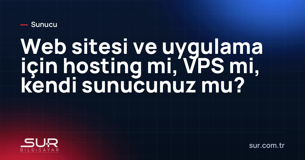 Paylaşımlı hosting, VPS ve şirket içi sunucunun karşılaştırma görseli