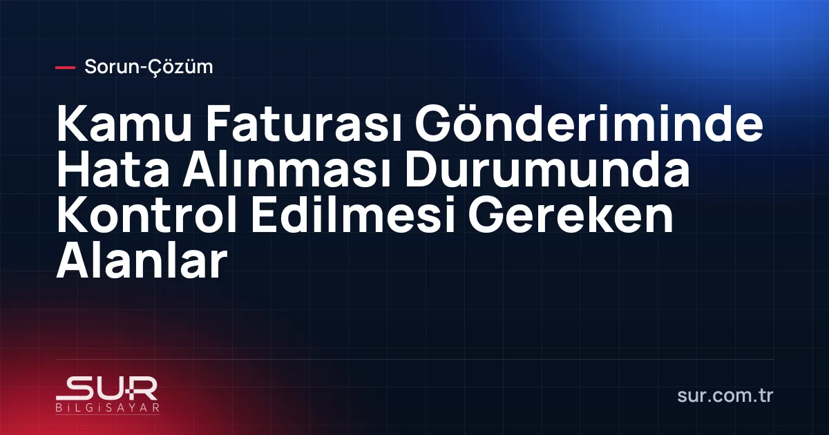 Kamu Faturası Gönderiminde Hata Alınması Durumunda Kontrol Edilmesi Gereken Alanlar