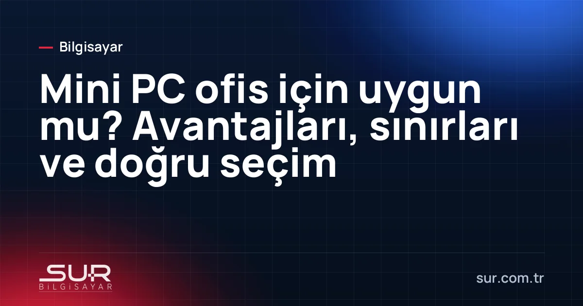 Monitör arkasına monte edilmiş mini PC ve sade bir ofis masası