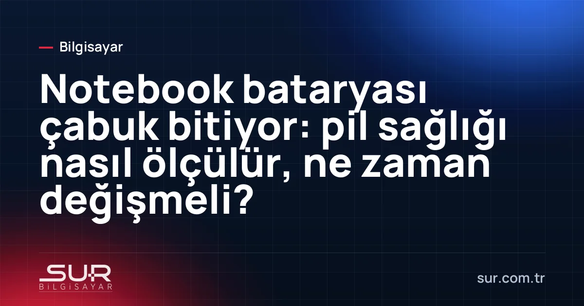 Laptop ekranında Windows pil raporu ve tasarım kapasitesi ile tam şarj kapasitesi karşılaştırması
