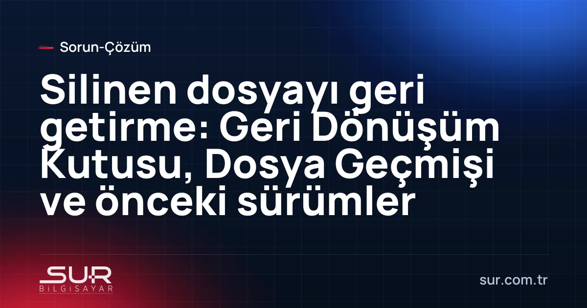 Windows Geri Dönüşüm Kutusu'ndan dosya geri yükleme penceresi