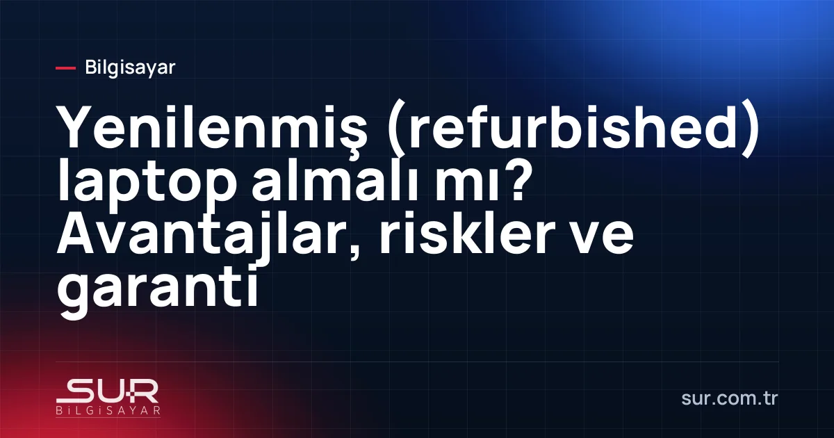 Kutusunda yenilenmiş ürün etiketiyle iş laptopu